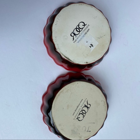 Red ramekins 2 ROCQ ceramic wavy crème brûlée baking dish custard tart pie 5” - Picture 9 of 9